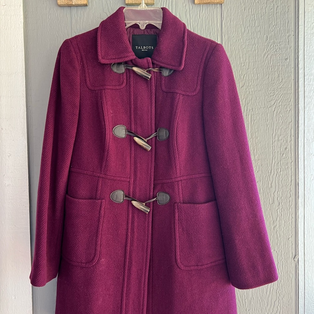 Talbots Women's Deep Red Toggle Pea Coat 4P